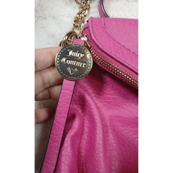 Women's Juicy Couture Crossbody Hobo Handbag Hot Pink Gold Medium - Picture 4 of 12
